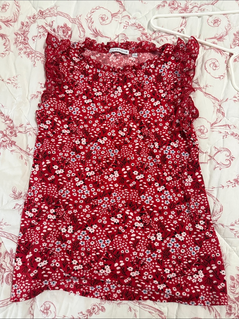 Notations Red Floral Ruffle-Edge Camisole